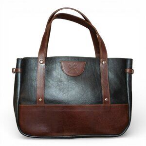 Colonel Littleton Bentley Leather Tote — Black & Brown Steerhide, Made in USA